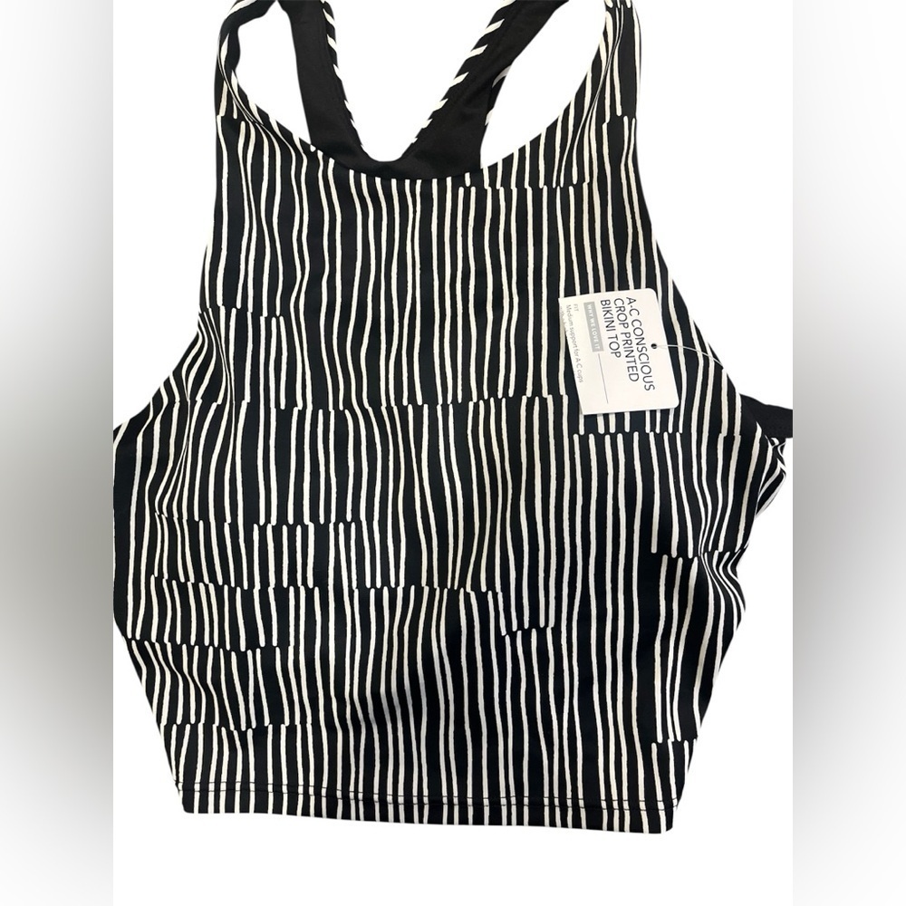 Athleta Black and White Striped Bikini Tank Top Sz Small